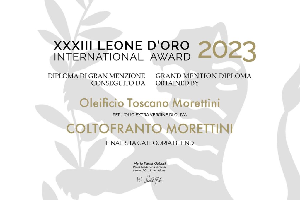 Attestato LEONE D’ORO 2023 a ColtoFranto Morettini